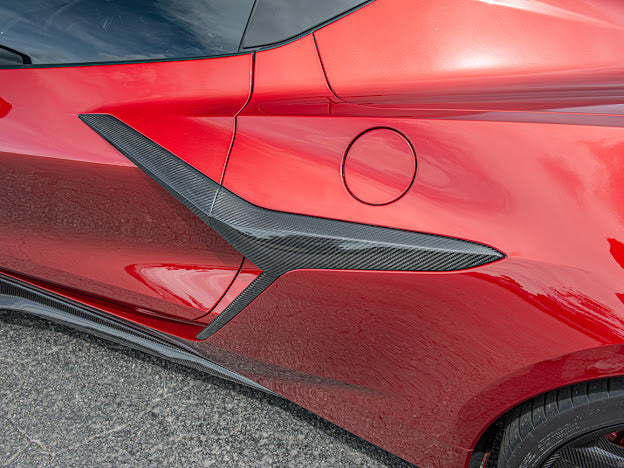 2020+ CHEVROLET CORVETTE C8 Z06/ E-RAY | CARBON FIBER SIDE FENDER VENT DOOR HANDLE TRIM PAIR